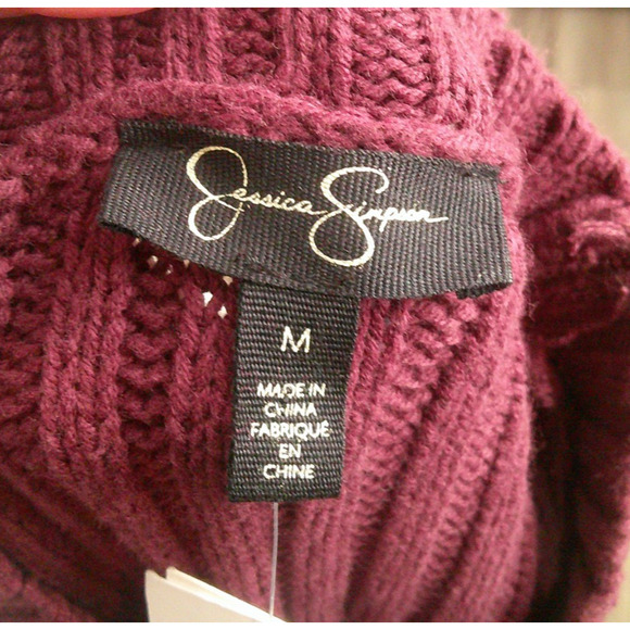 Jessica Simpson Posy Cold Shoulder Sweater Size S Maroon Tunic Length NWT - Picture 6 of 9